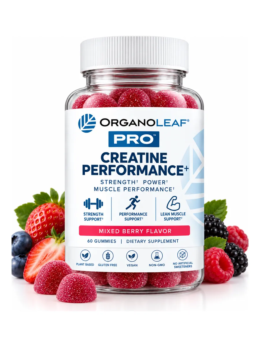 A bottle of Creatine Performance+, Mixed Berry flavour, 60 gummies