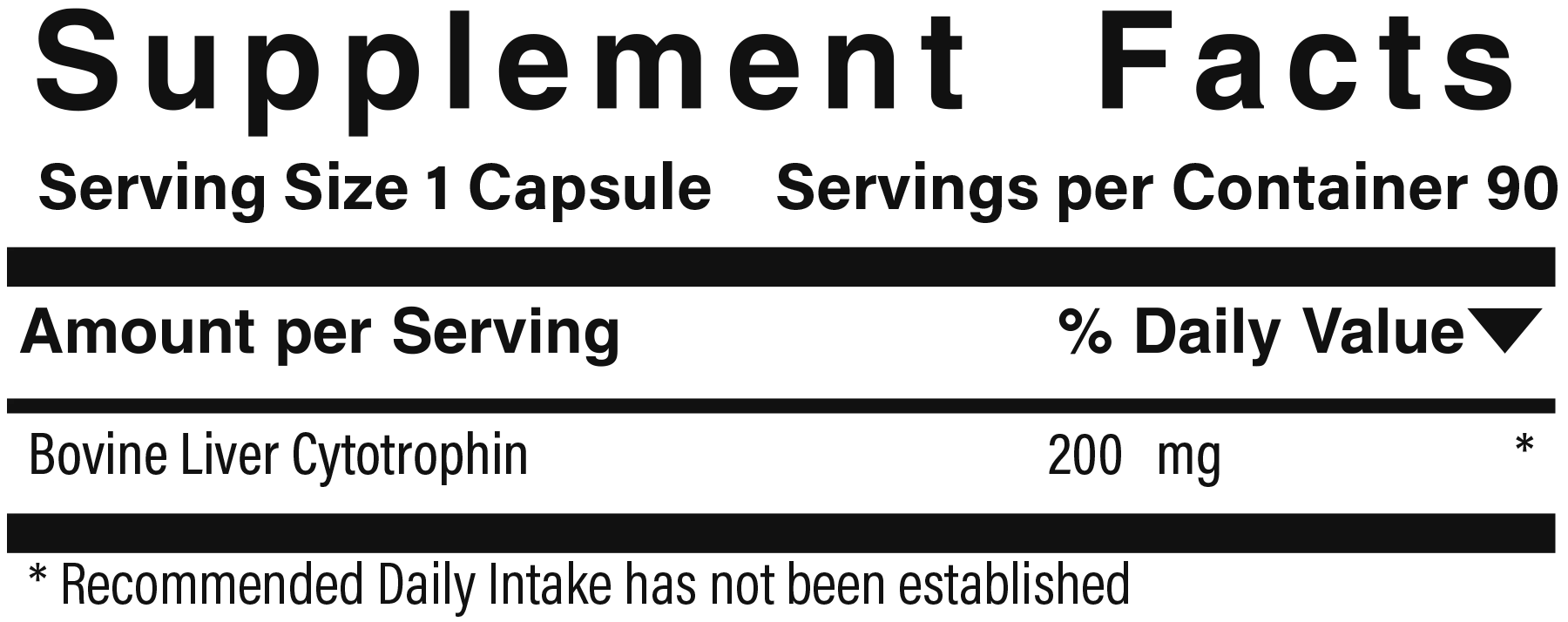 Supplement facts panel for Simply Liver